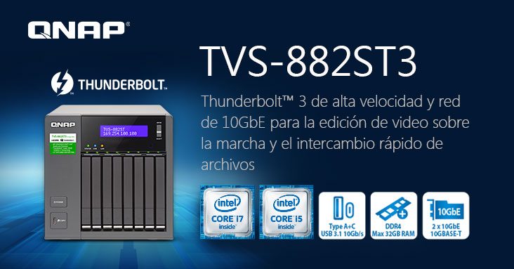 QNAP lanza el NAS TVS-882ST3 con Thunderbolt 3